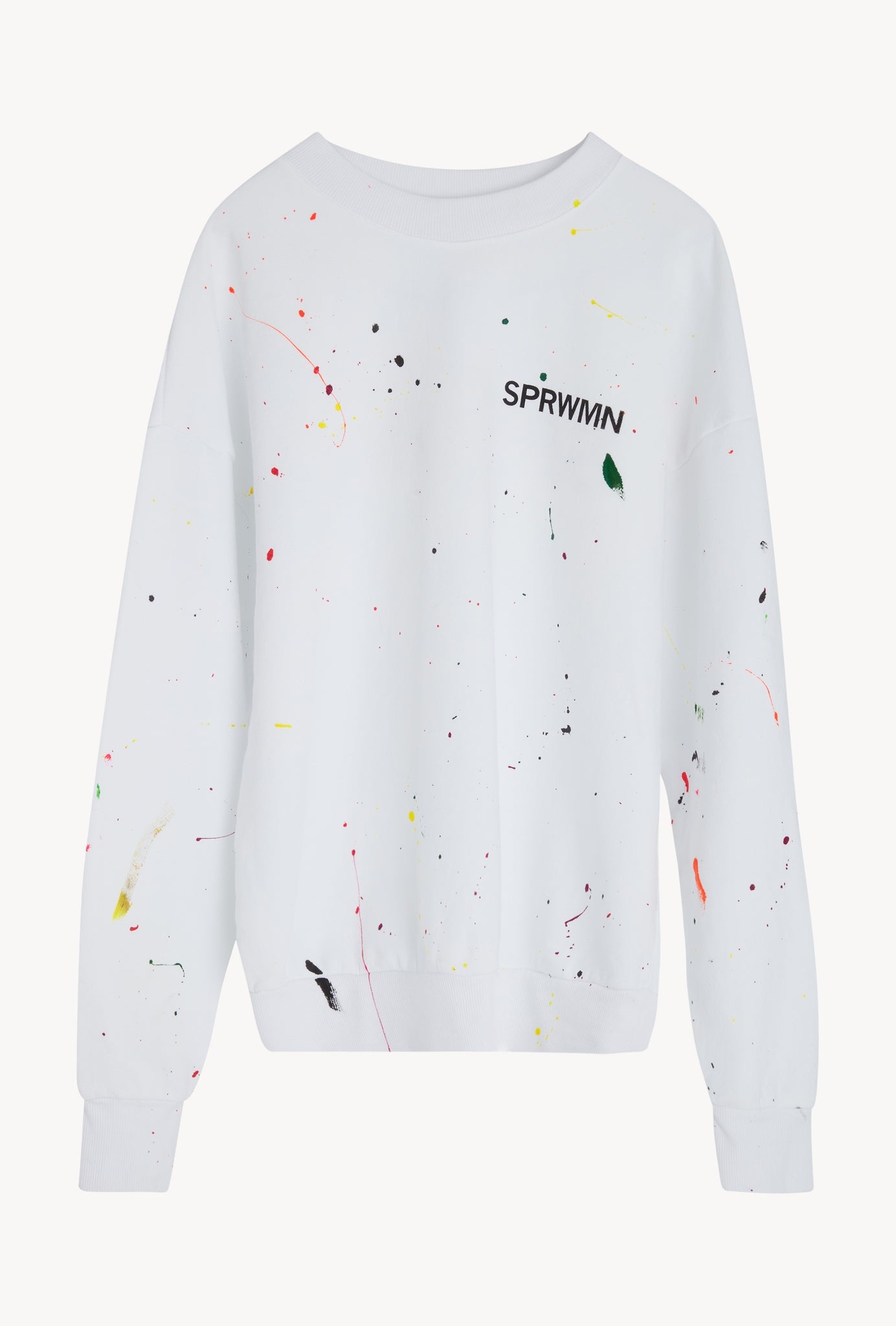 WHITE PAINT SPLATTER COTTON LOGO SWEATSHIRT - 3