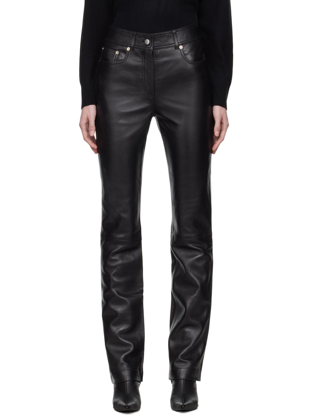 Black Rebecca Leather Pants - 1