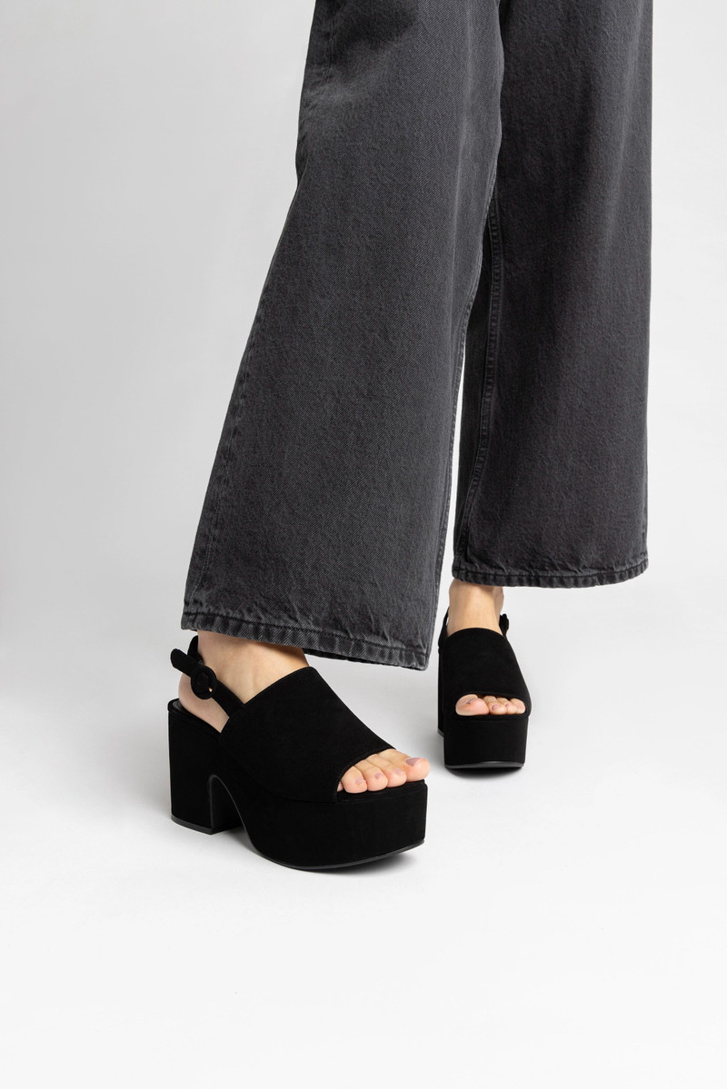 Miso Platform Sandal In Black Suede 6