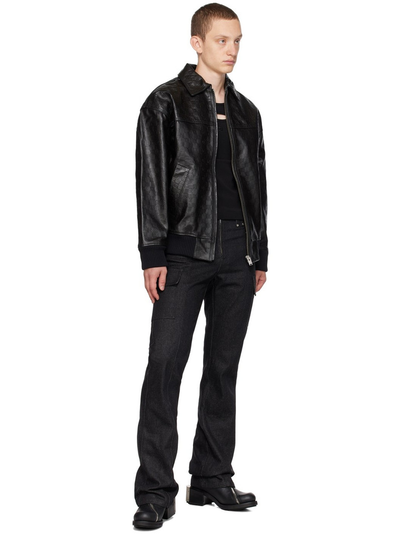 MISBHV Black Monogram Leather Jacket outlook