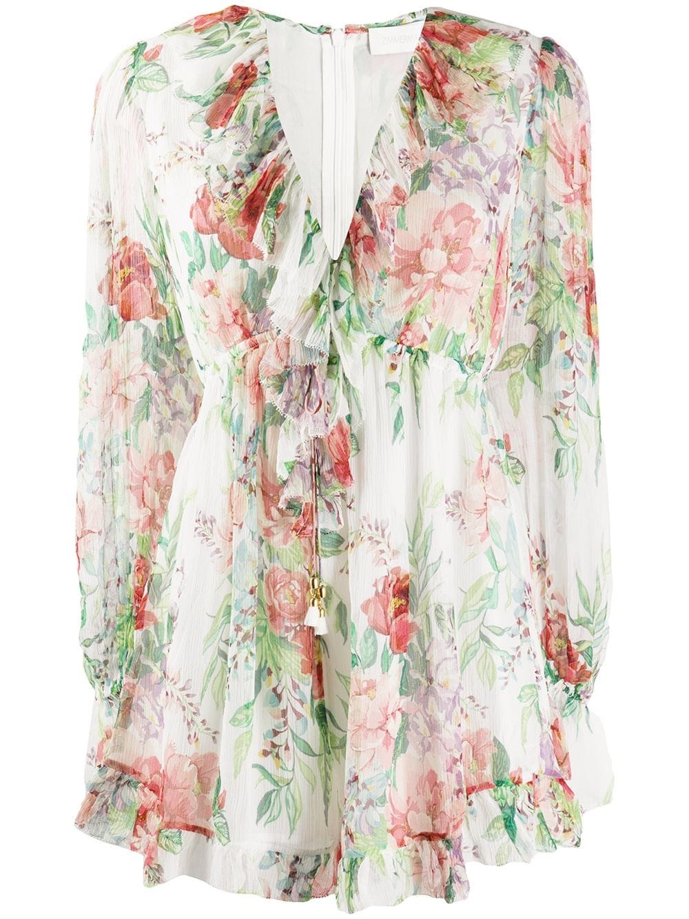 floral-print silk playsuit - 1