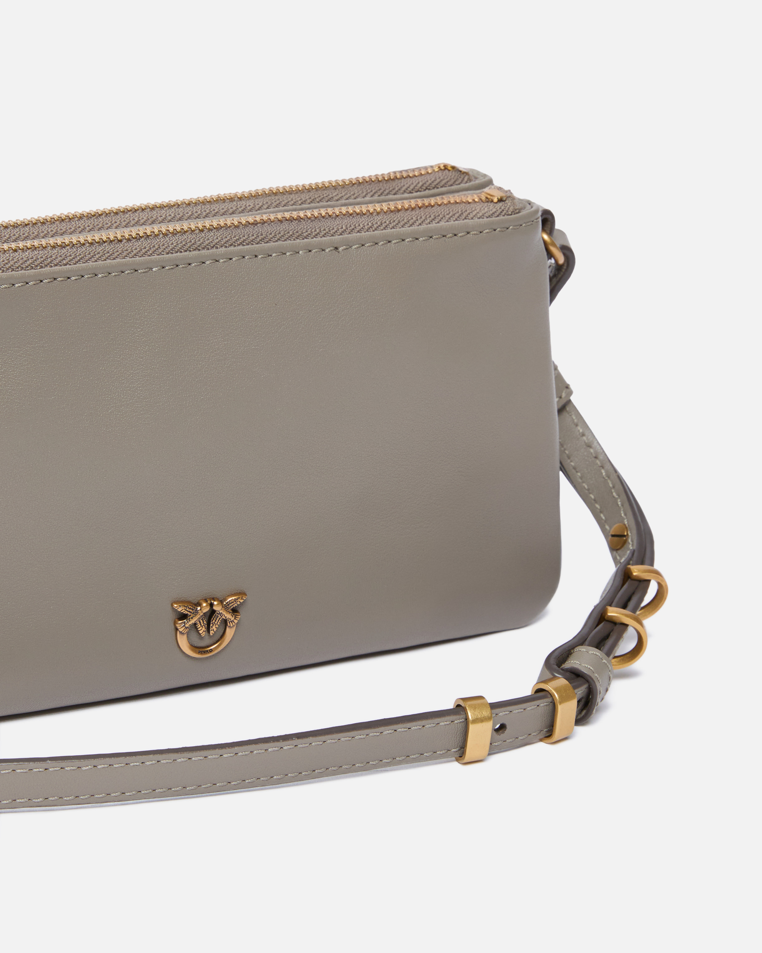 LEATHER MINI DOUBLE BAG WITH SHOULDER STRAP - 3