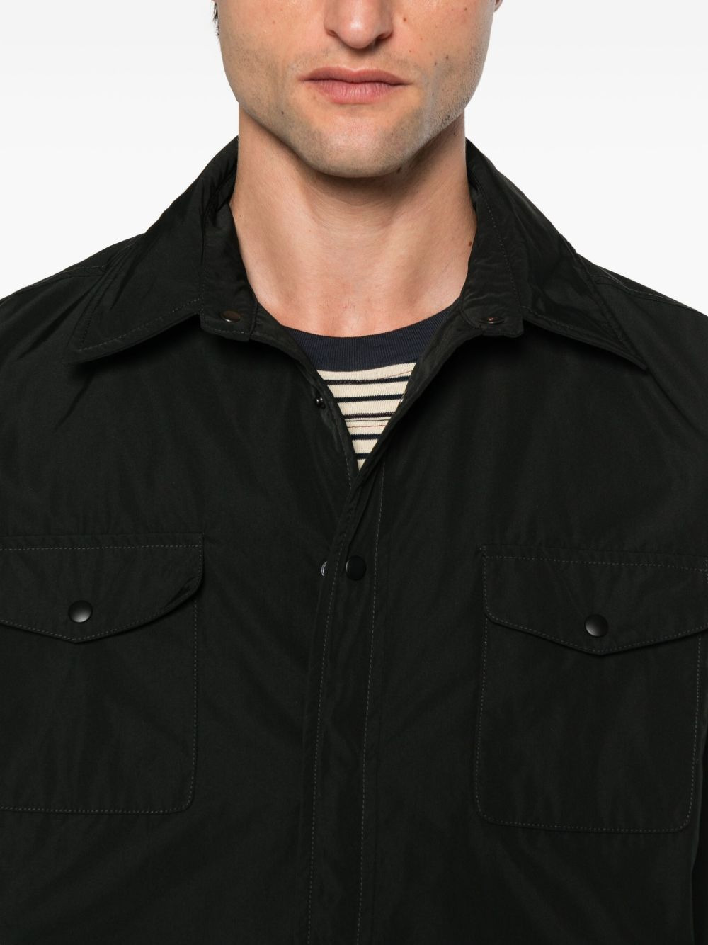 buttoned flap-pocket shirt jacket - 5