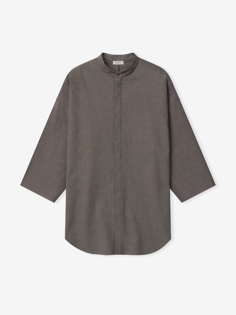 Cotton Wool Oxford Mandarin Relaxed Short Sleeve Shirt 3