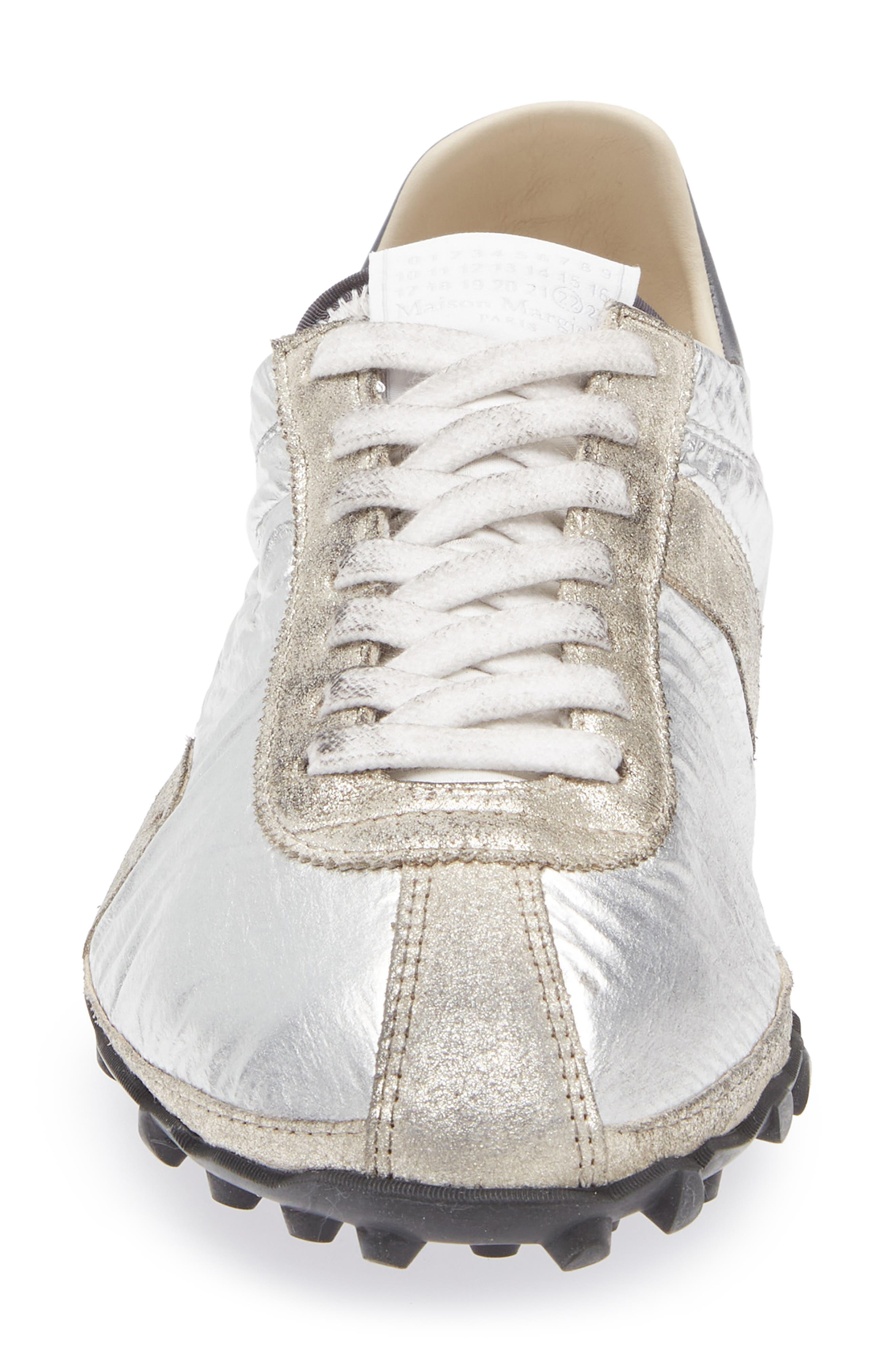 Maison Margiela Sprinters Low Top Sneaker in Silver/White/Natural at Nordstrom - 4
