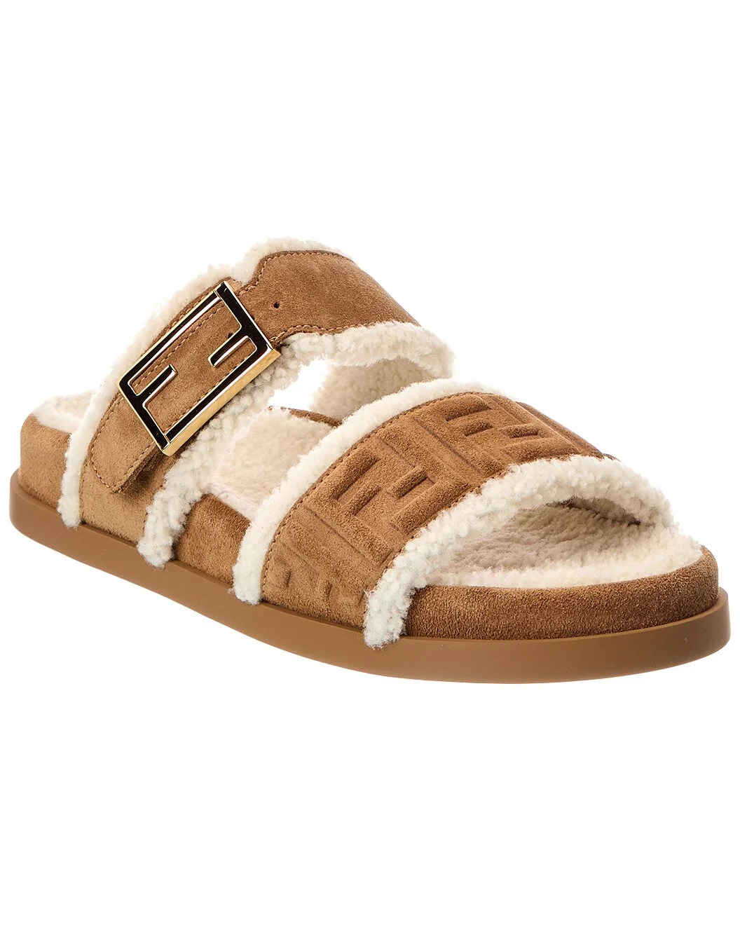 FENDI Feel Suede & Shearling Sandal - 1