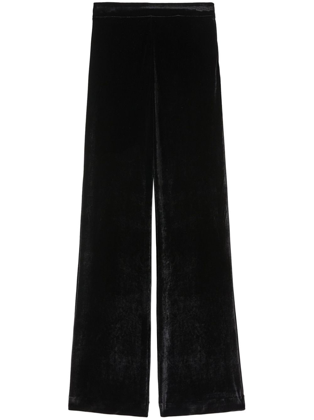 high-waist velvet straight-leg trousers - 1