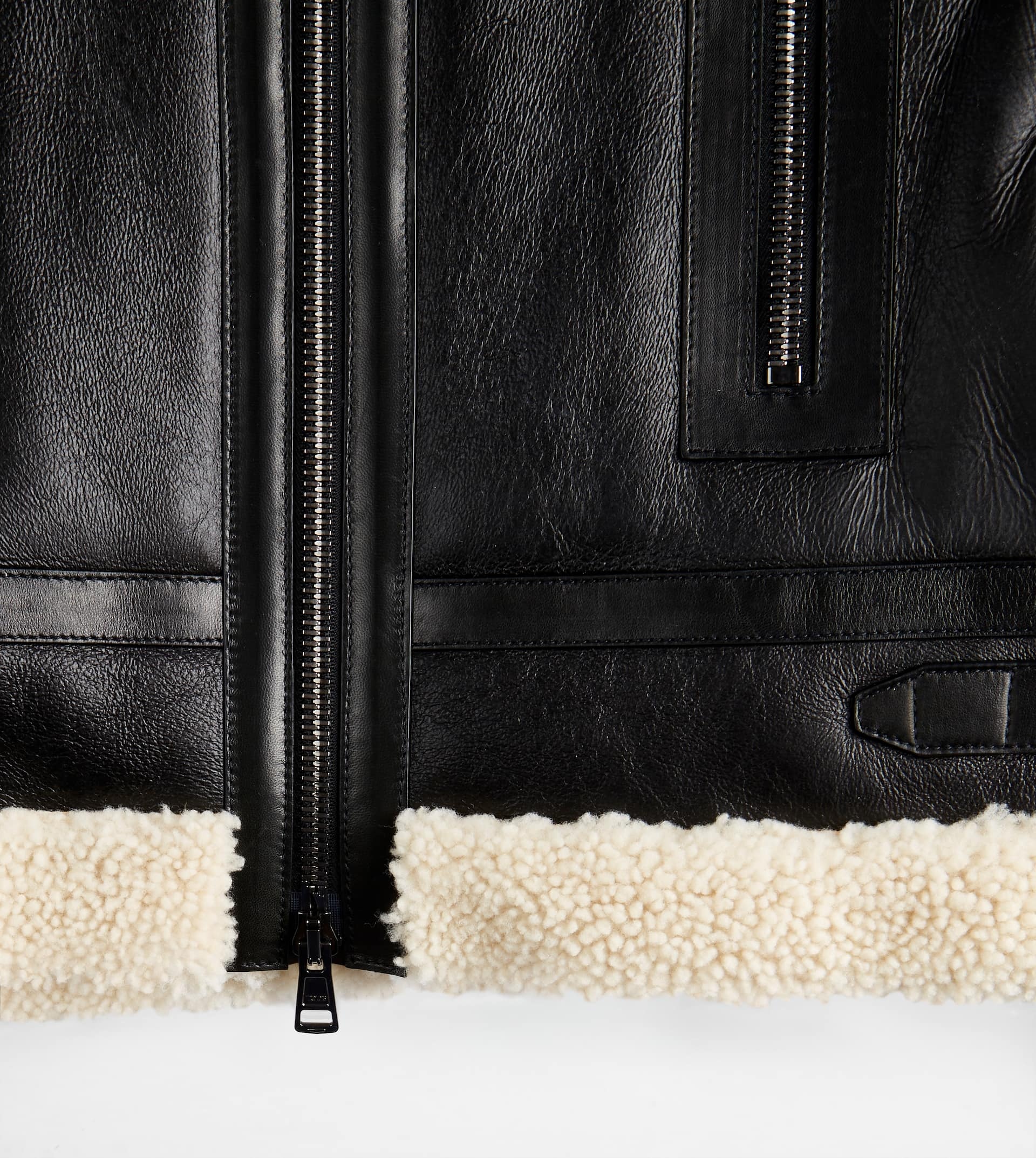 AVIATOR JACKET IN SHEEPSKIN - BEIGE, BLACK - 10