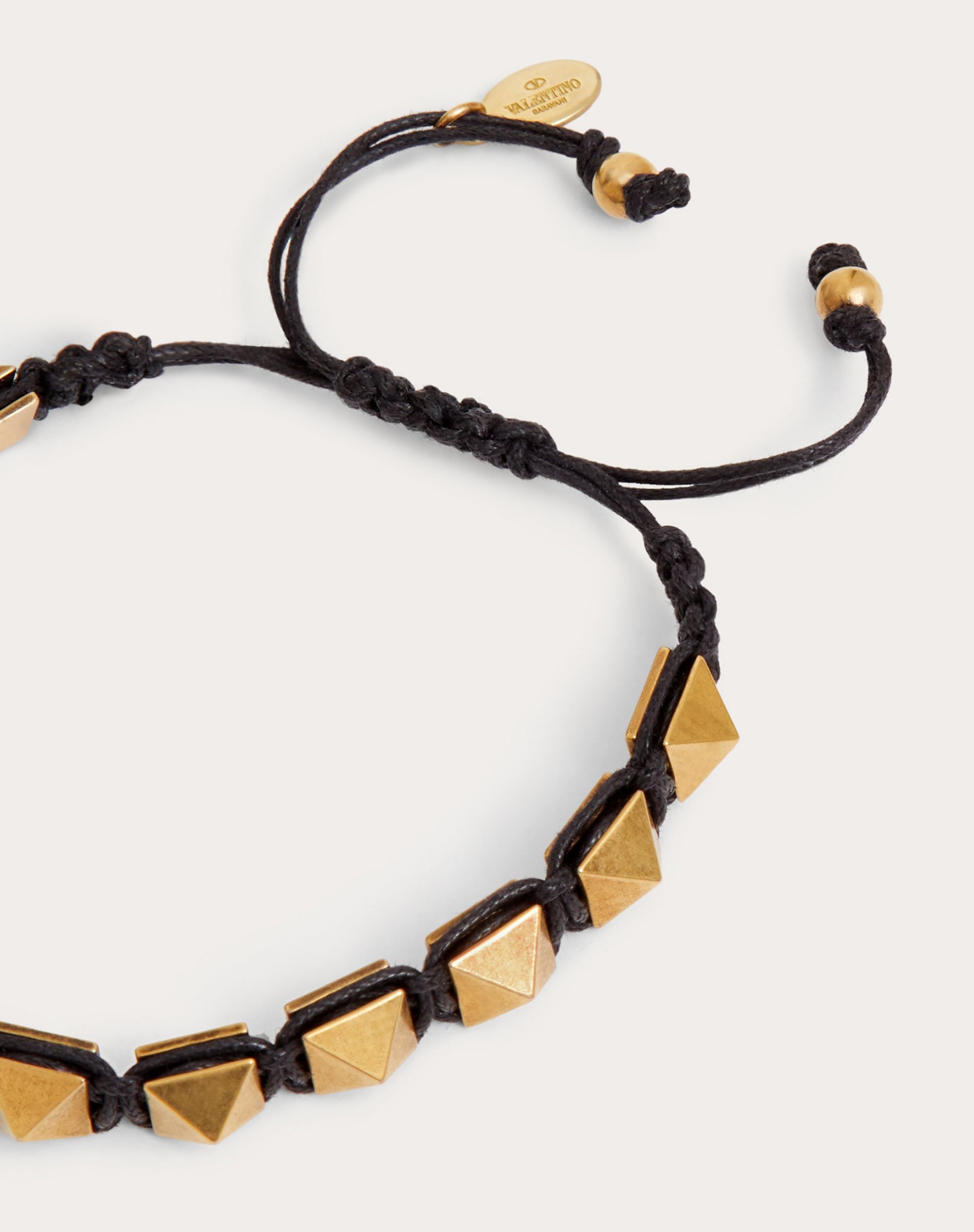 Rockstud Bracelet in Waxed Cotton and Metal - 4