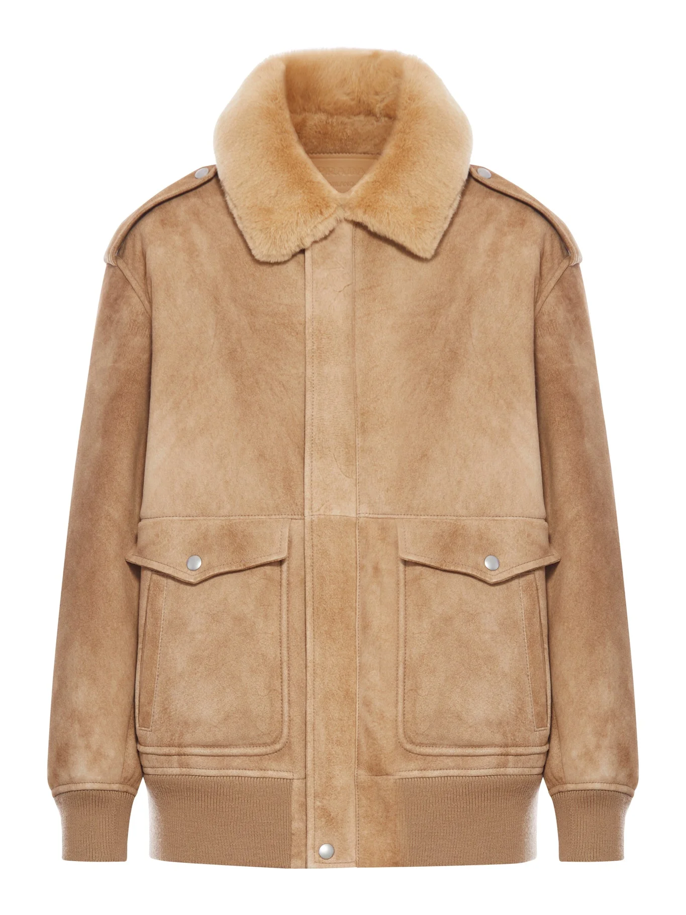SHEARLING JACKET WITH WIDE COLLAR - 1