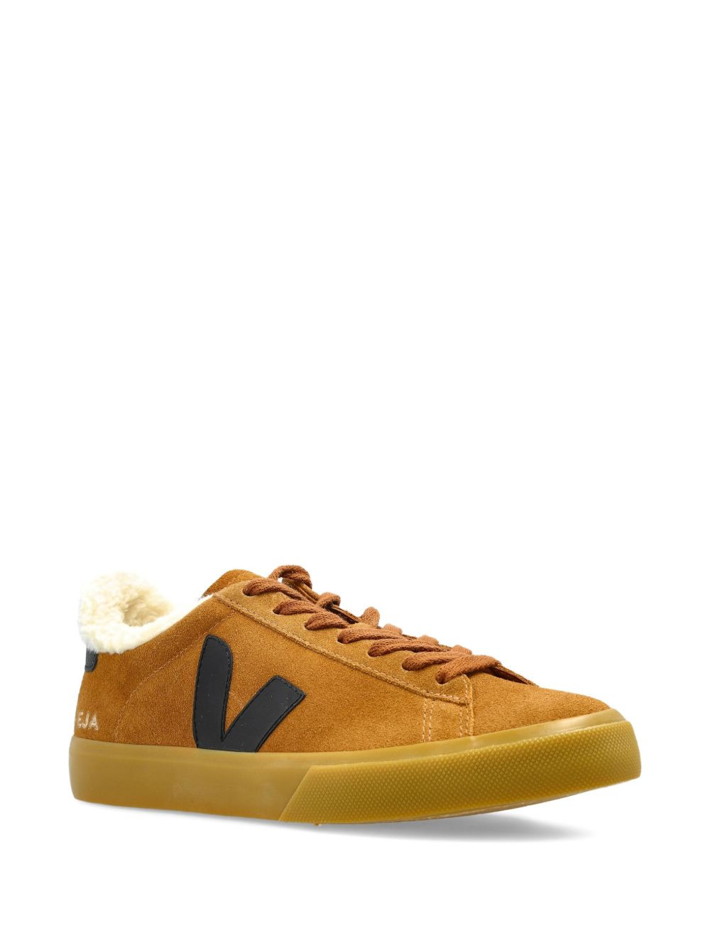 suede leather V-logo sneakers - 2