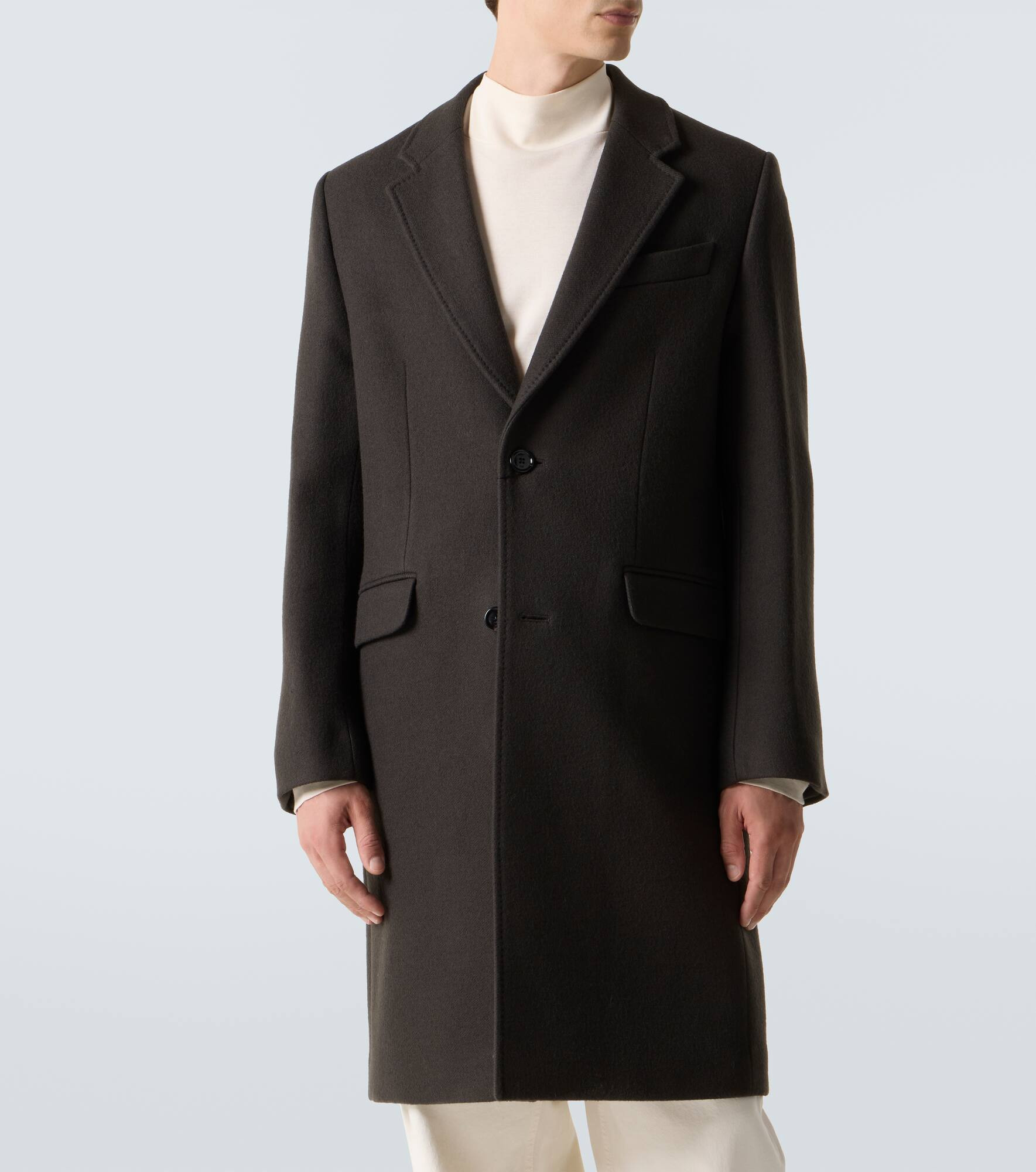 Single-breasted wool coat - 3
