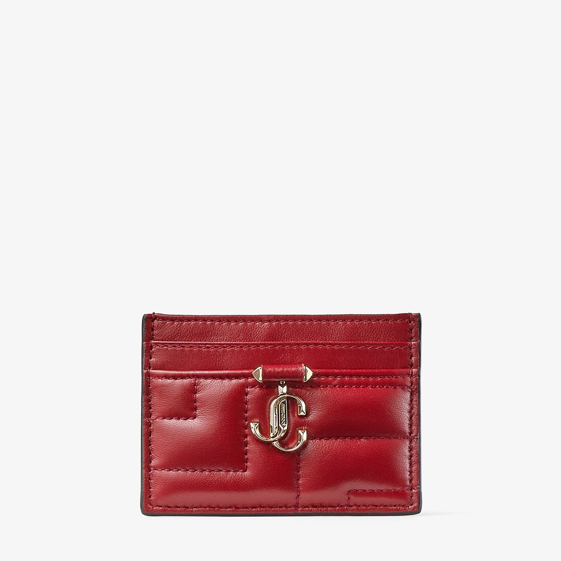 Umika
Cranberry Quilted Nappa Leather Card Holder with JC Emblem - 1