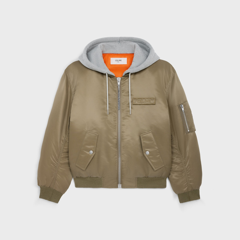celine hooded bomber jacket in nylon twill 1
