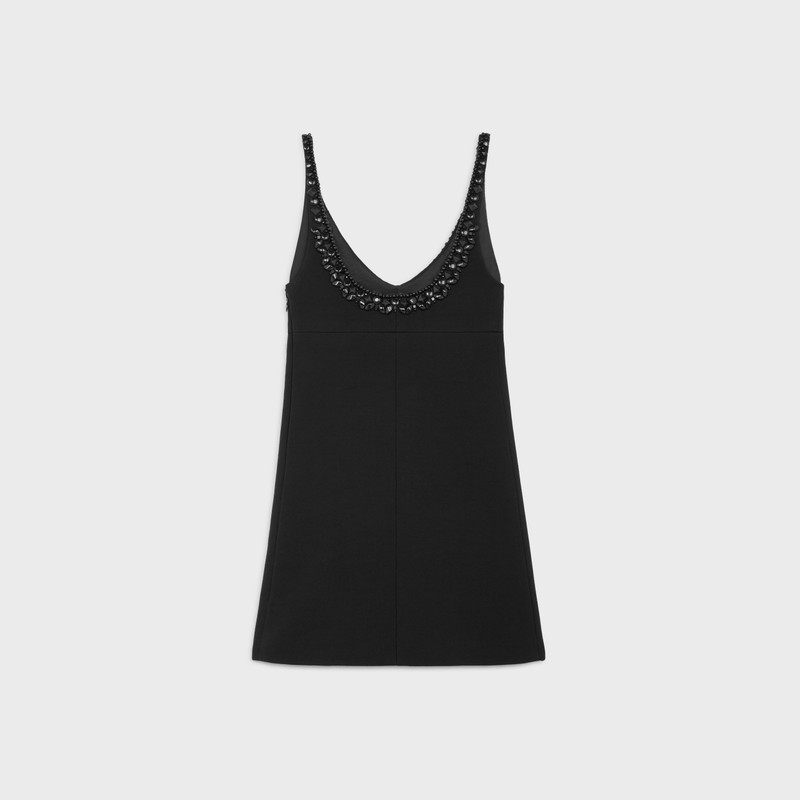CELINE embroidered mini dress in gauffered double wool outlook