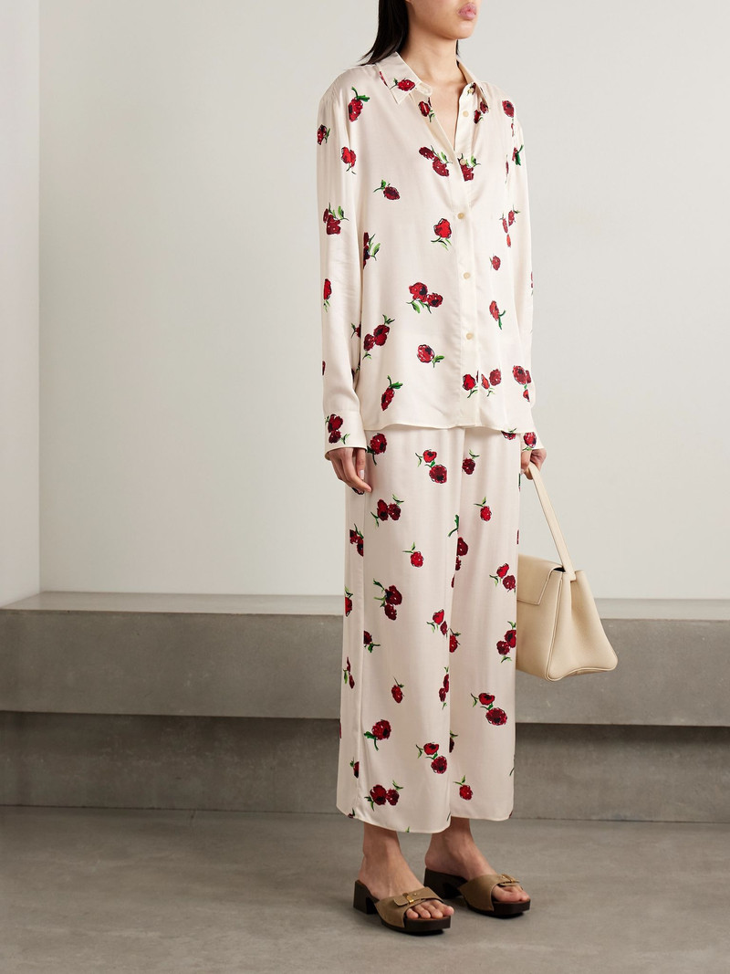 KHAITE Argo printed silk-twill shirt Ecru outlook