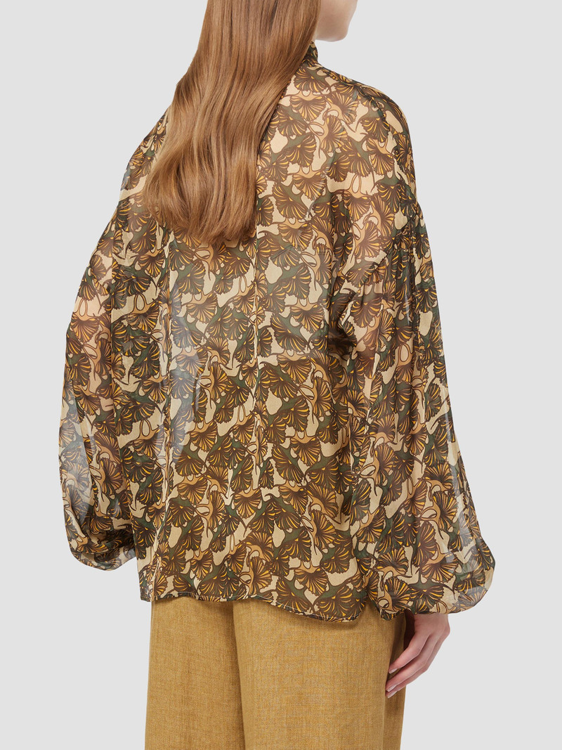 Women's Printed Silk Chiffon Blouse - Natural 3
