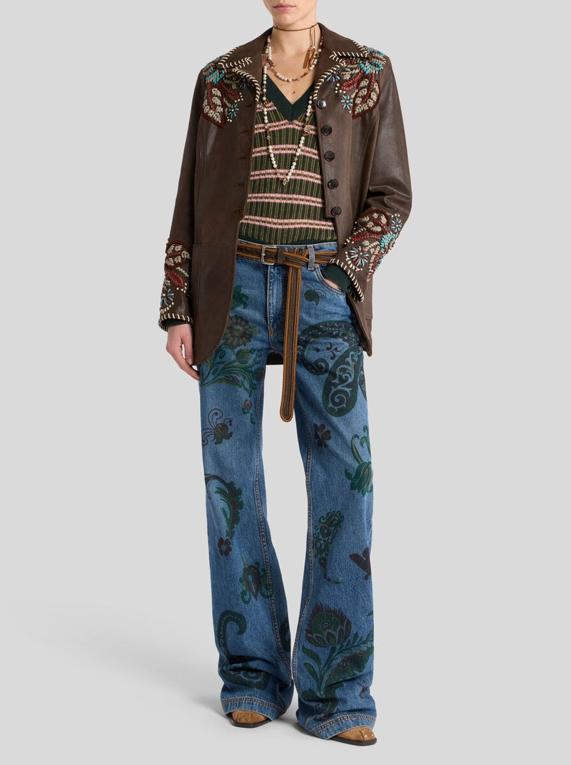 FLARED JEANS WITH FLOWER AND BEE PRINT 4