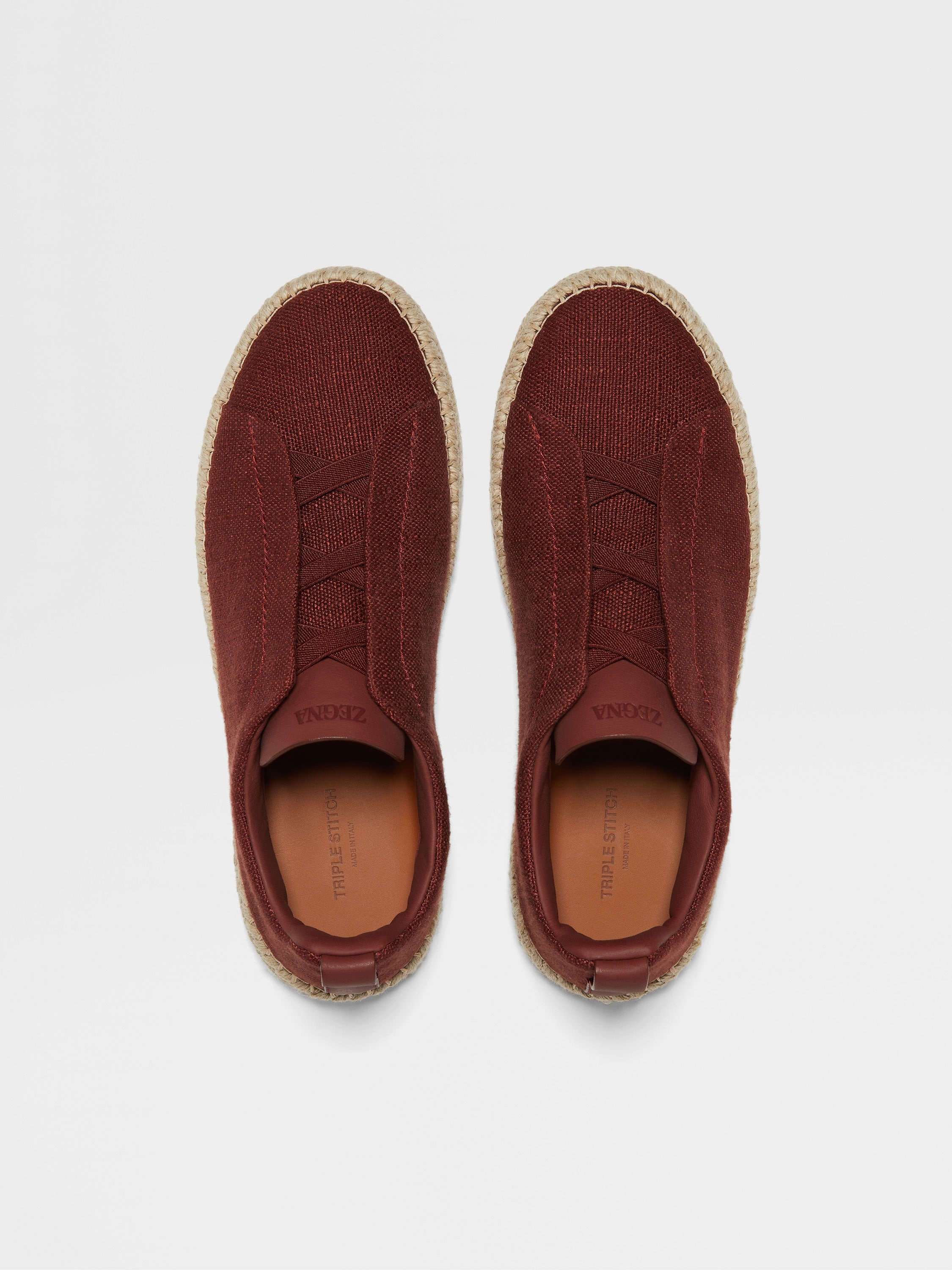 RED VISCOSE LINEN AND LEATHER TRIPLE STITCH™ ESPADRILLES - 3