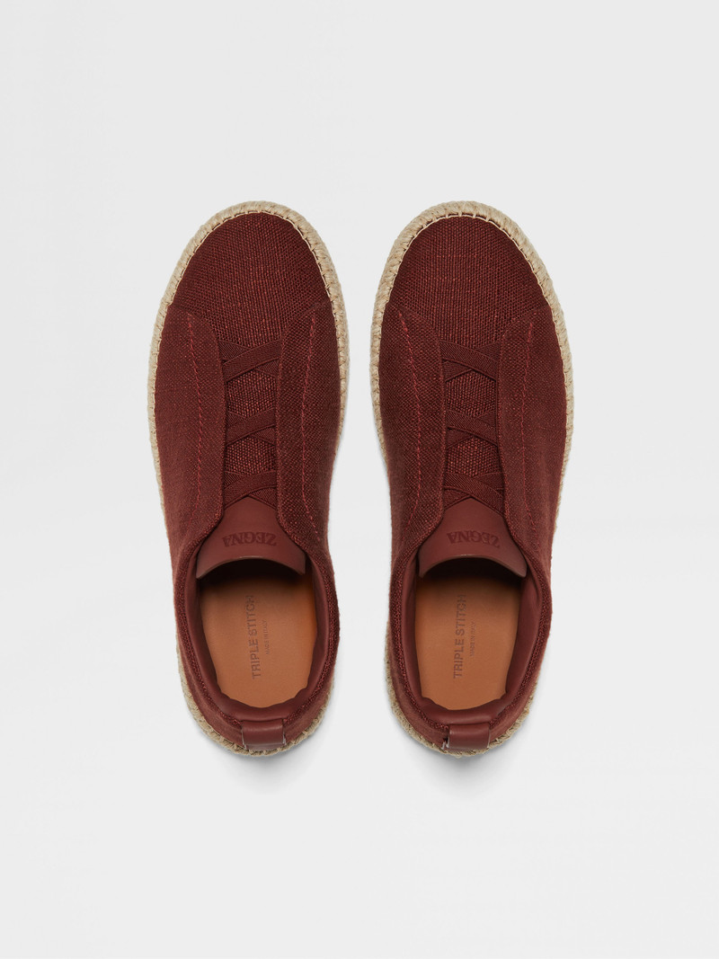RED VISCOSE LINEN AND LEATHER TRIPLE STITCH™ ESPADRILLES 3