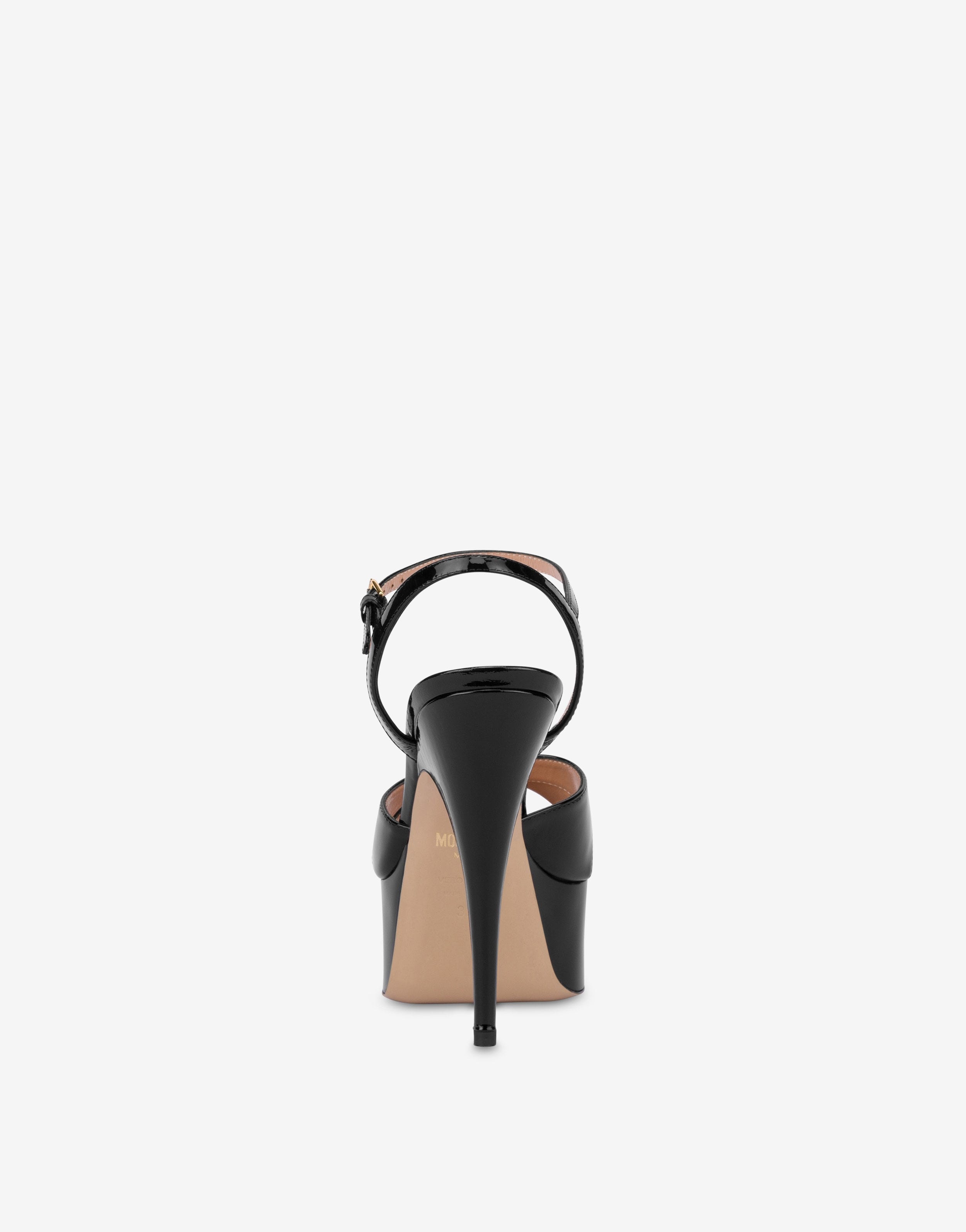 PATENT LEATHER LETTERING LOGO HIGH-HEELED SANDALS - 3