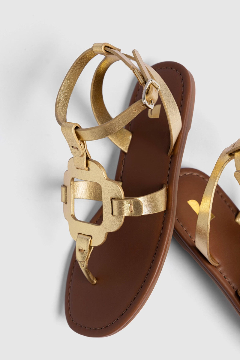 Larroudé Margherita Sandal In Metallic Gold Leather outlook