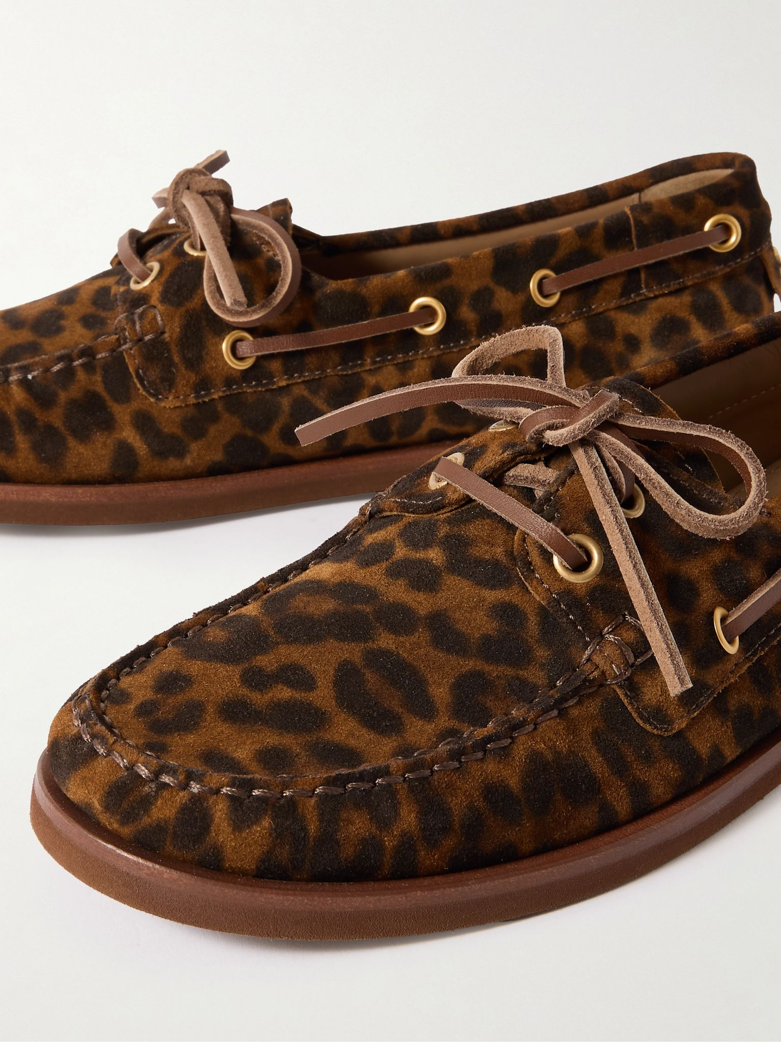 Vandée leopard-print suede boat shoes Leopard print - 4
