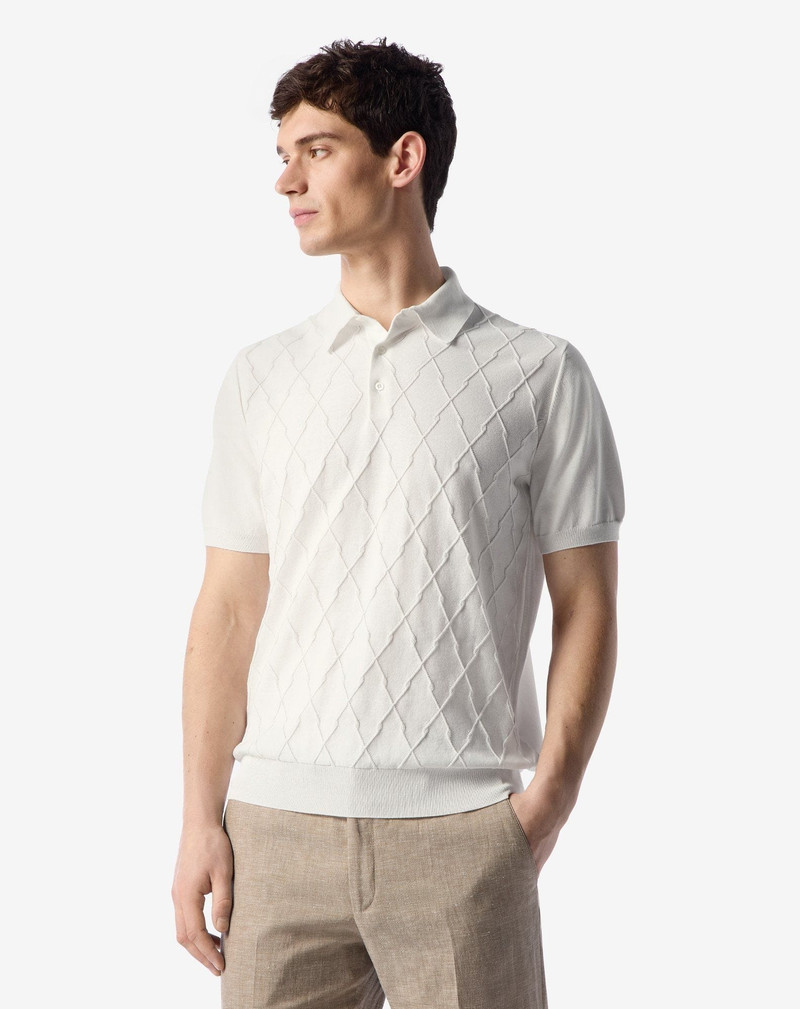 CORNELIANI White button-up organic cotton polo shirt outlook
