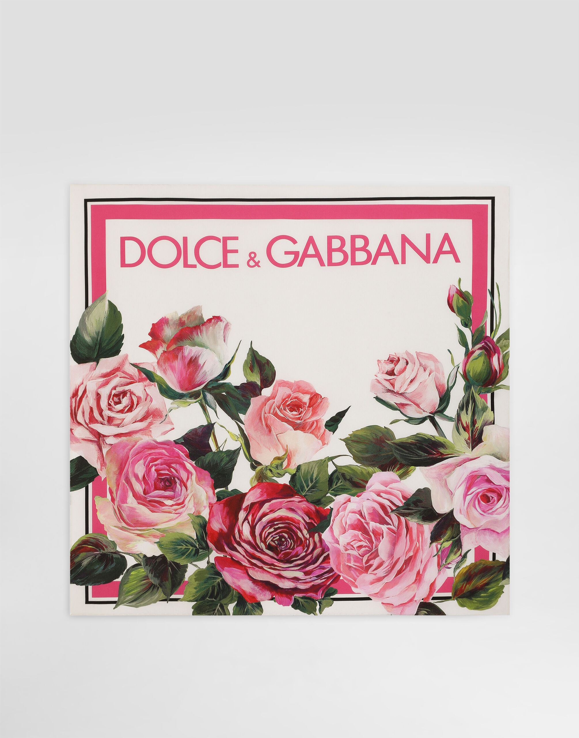 Rose-print silk twill foulard (70x70) - 1
