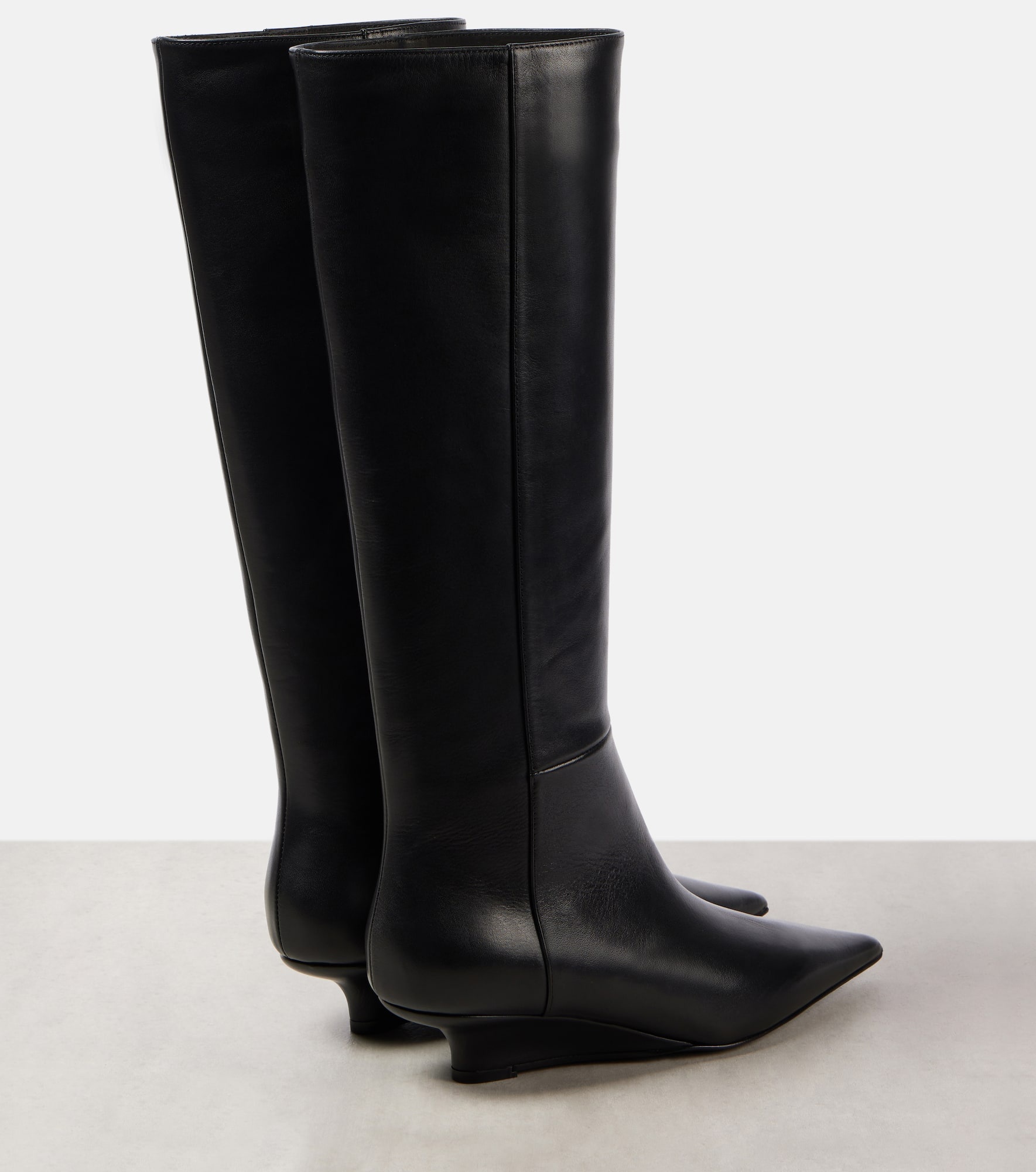 Sharp leather knee-high boots - 2