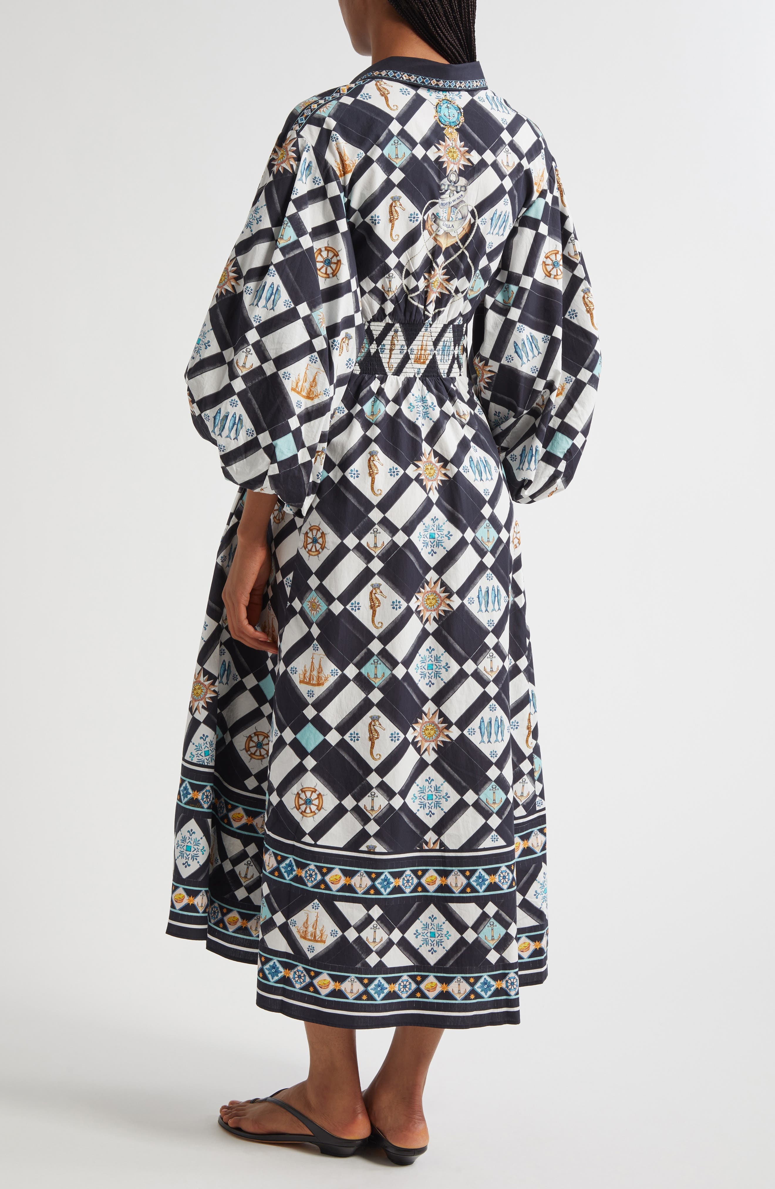 Camilla Folk Afloat Bubble Sleeve Tie Waist Shirtdress at Nordstrom - 2