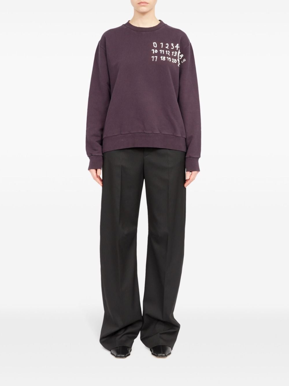Numbers-print cotton sweatshirt - 2