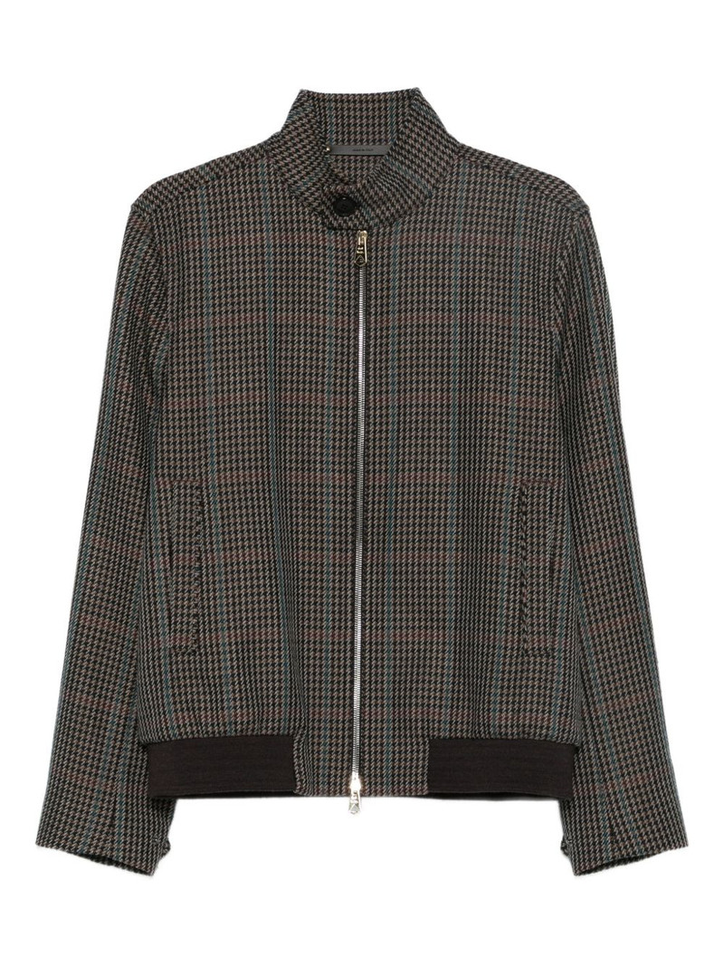 checked zip-up bomber jacket 1