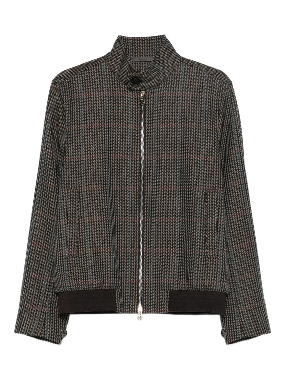 checked zip-up bomber jacket - 1