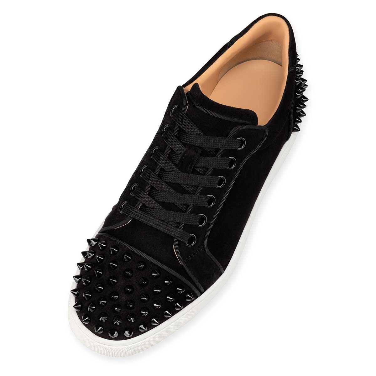 Christian Louboutin 38.5 Louis Junior Spikes Womens Flat Suede Red Sneakers  Stud