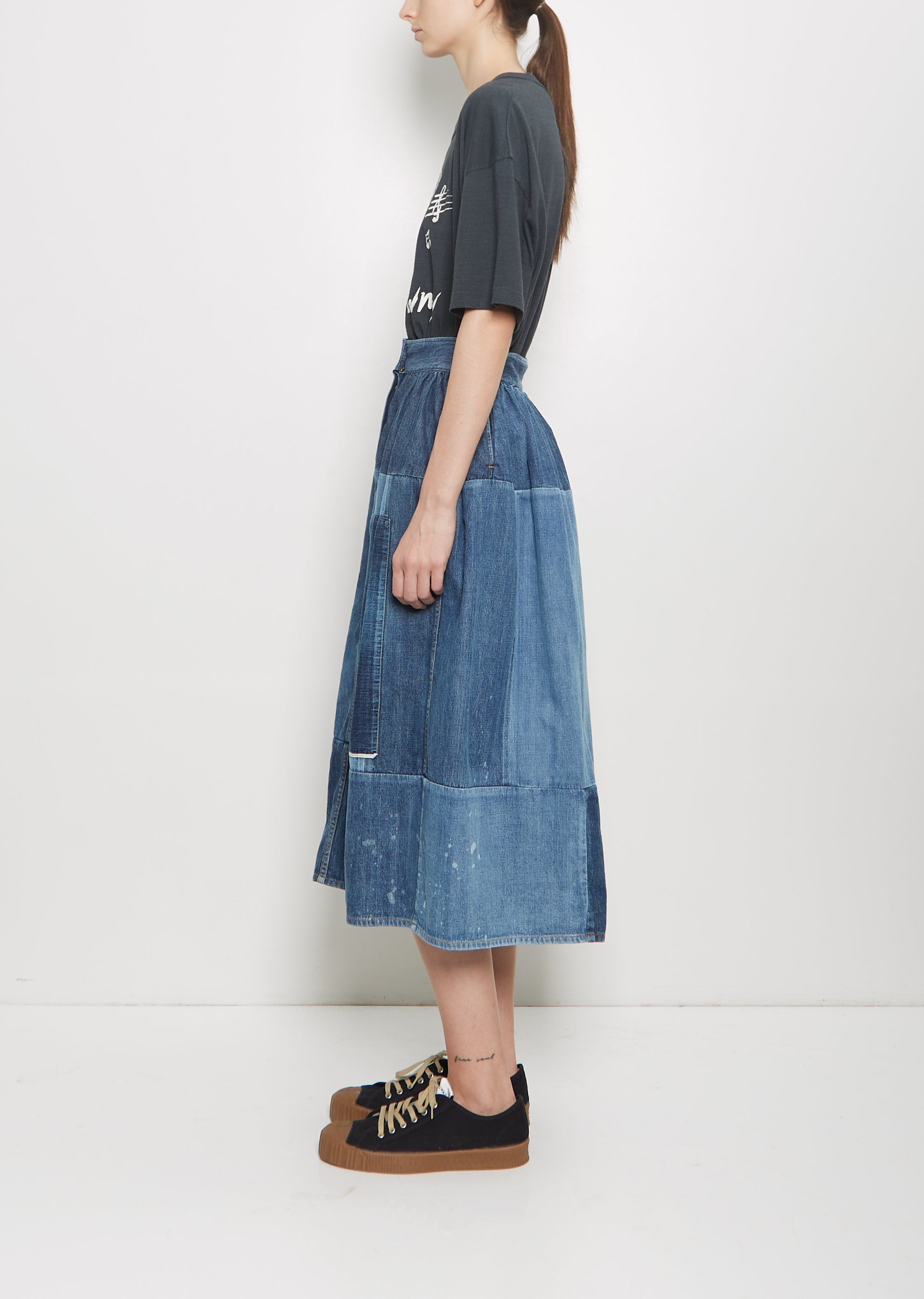 Denim Elevation Patchwork Skirt - 2