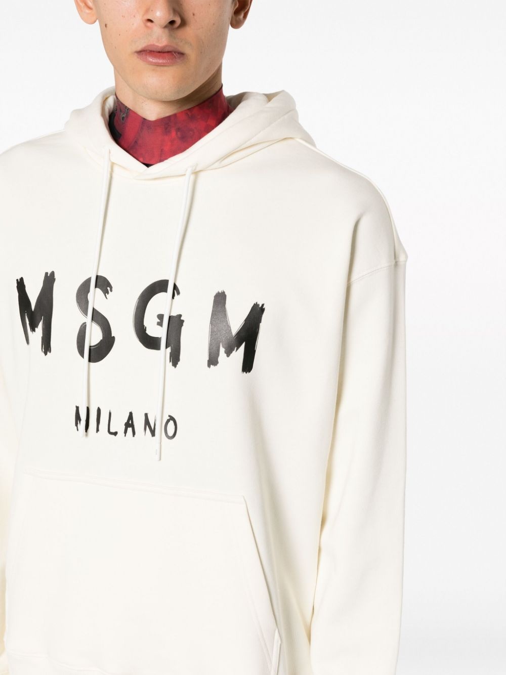 logo-flocked cotton hoodie - 5