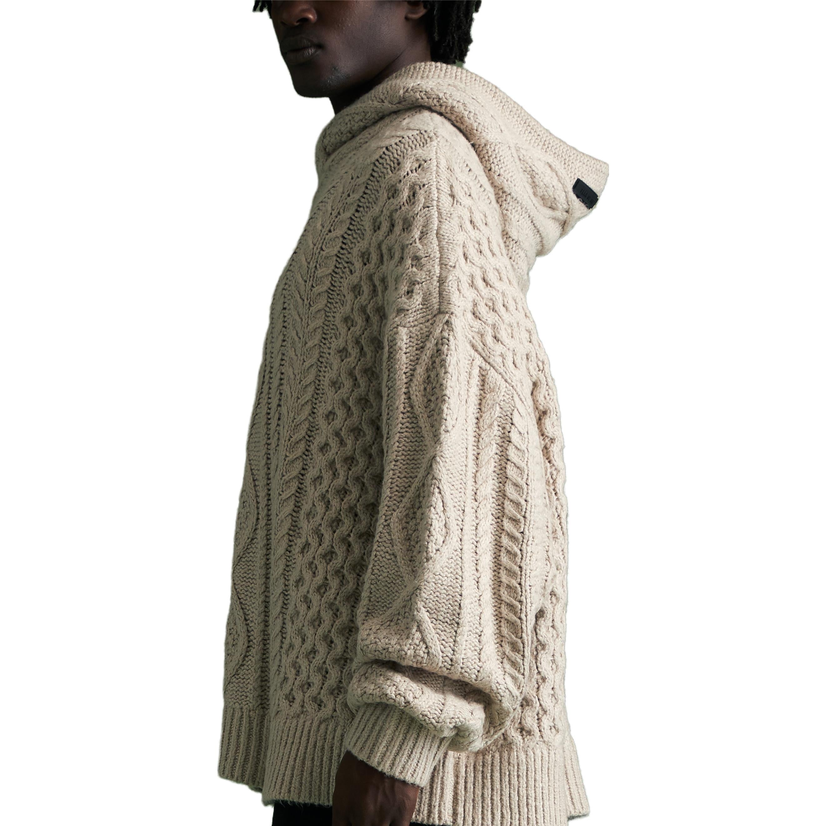 Fear of God Essentials FW23 Cable Knit Hoodie 'Silver Cloud' 192BT234392F - 6