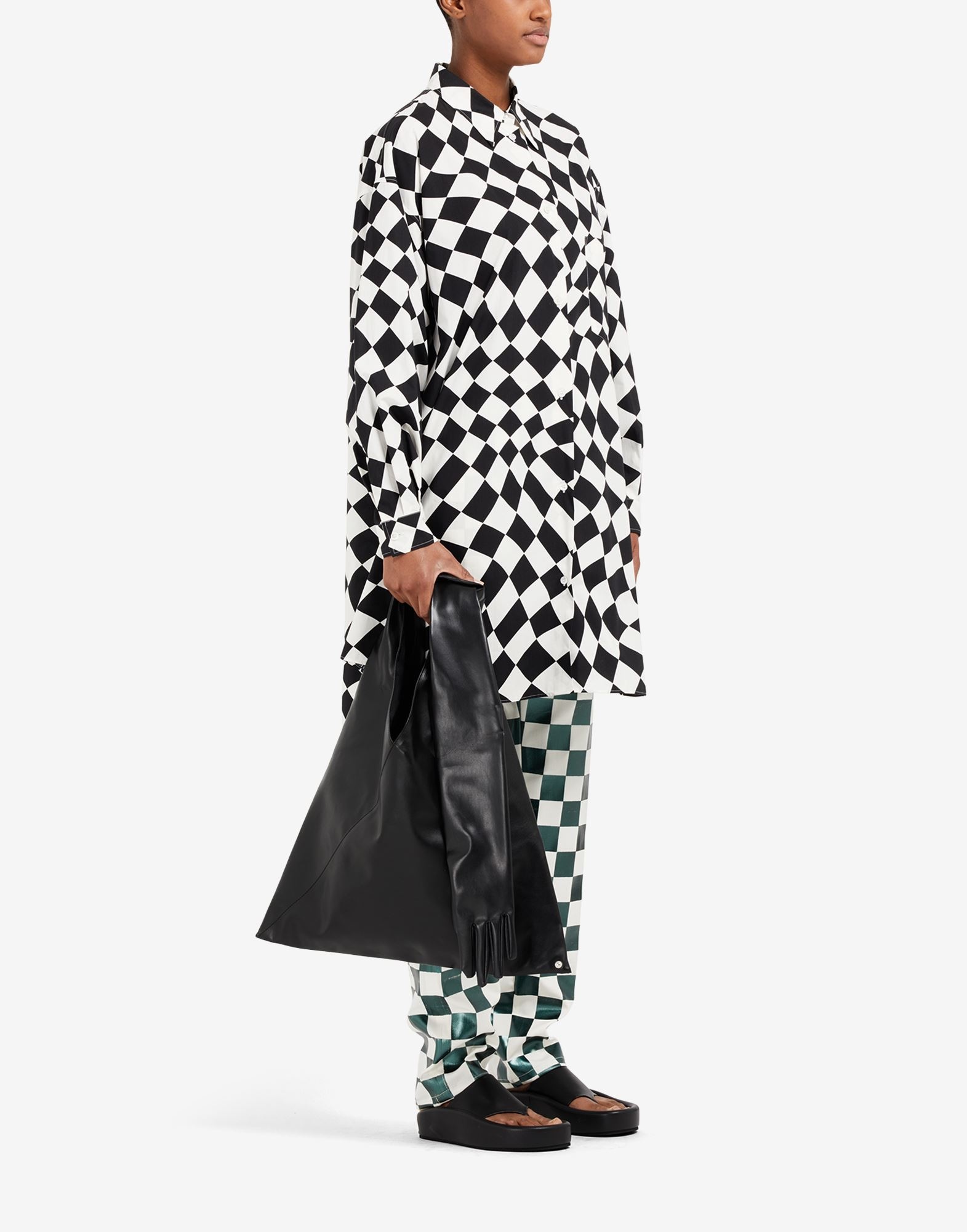 Distorted check print shirt dress - 3