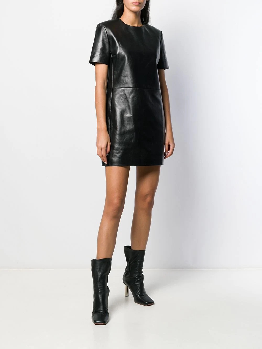 leather T-shirt dress - 3