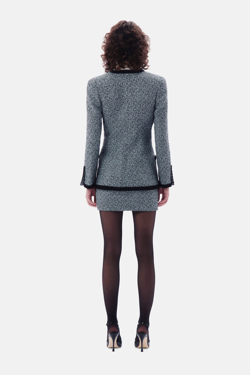 SEQUIN TWEED DOUBLE BREASTED JACKET - 5