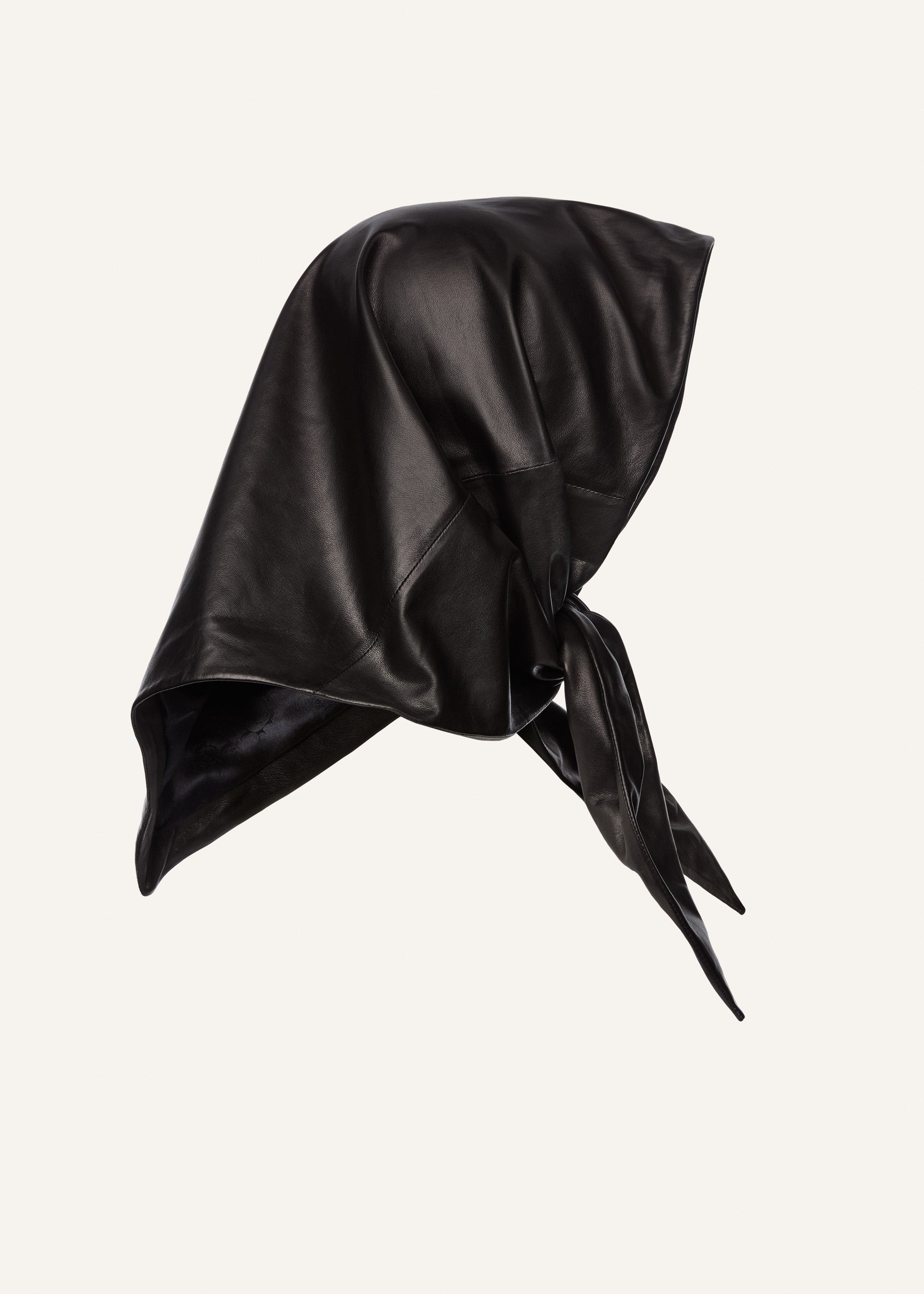 Leather tie scarf in black - 3