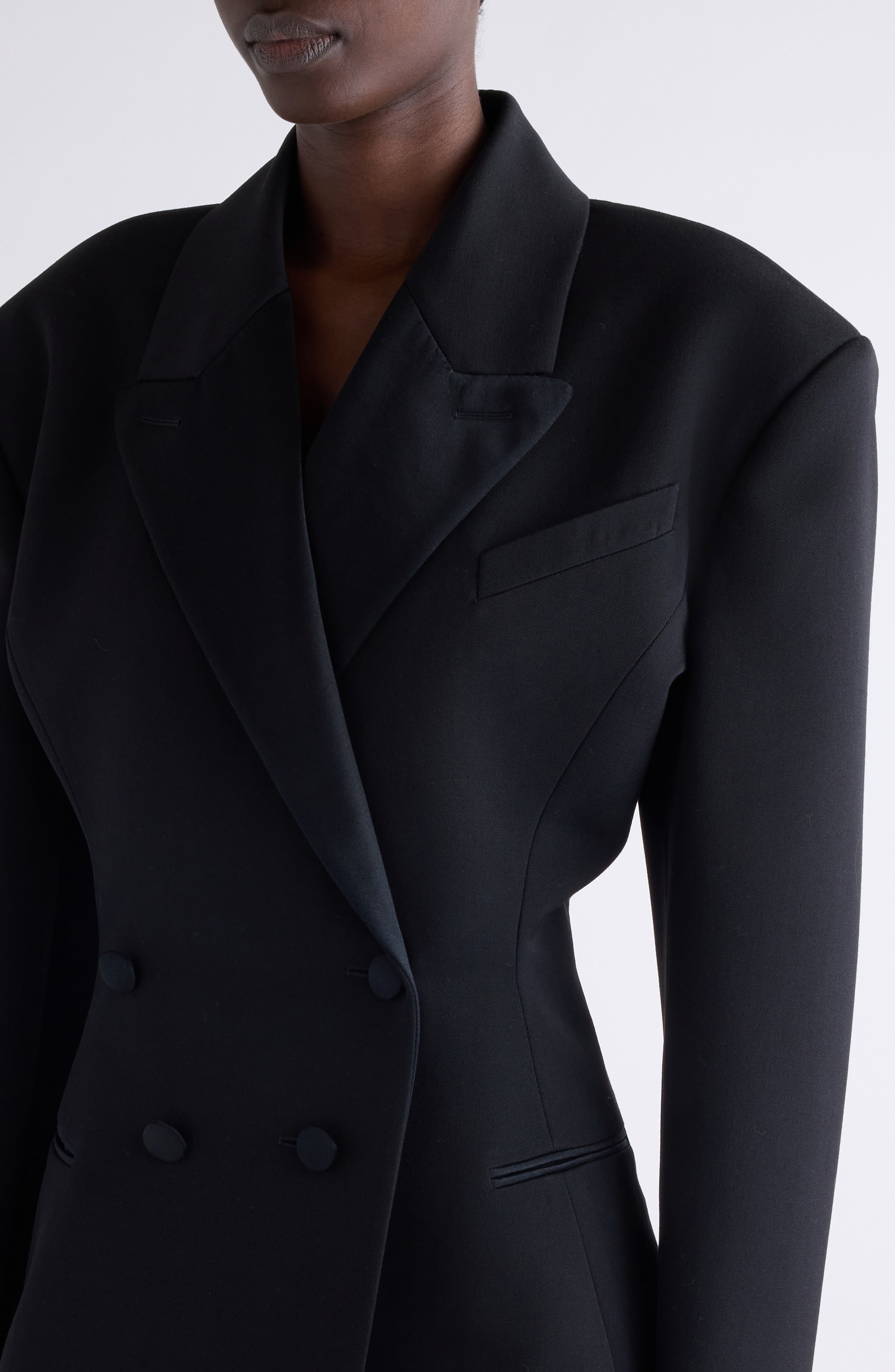 Givenchy Pleated Back Wool Smoking Jacket in Black at Nordstrom - 5