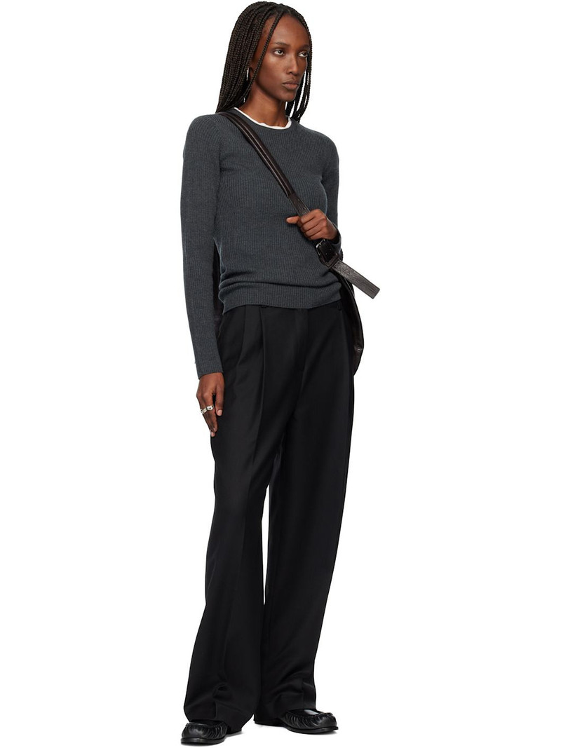 Tonywack Black Pleated Wool Tailored Trousers outlook