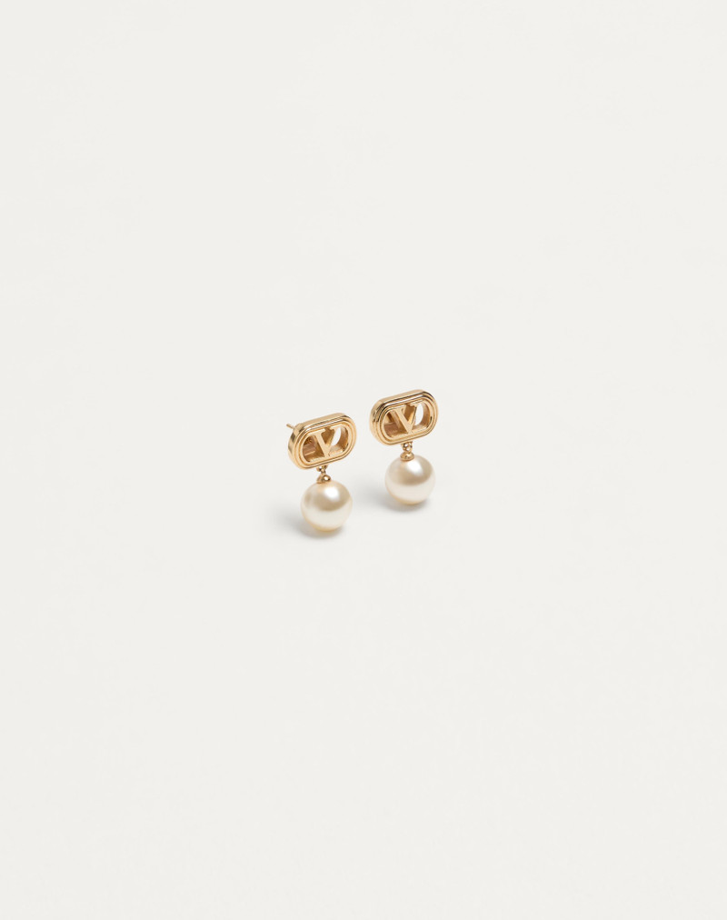 Valentino OVALETTE METAL EARRINGS WITH SWAROVSKI® PEARLS outlook