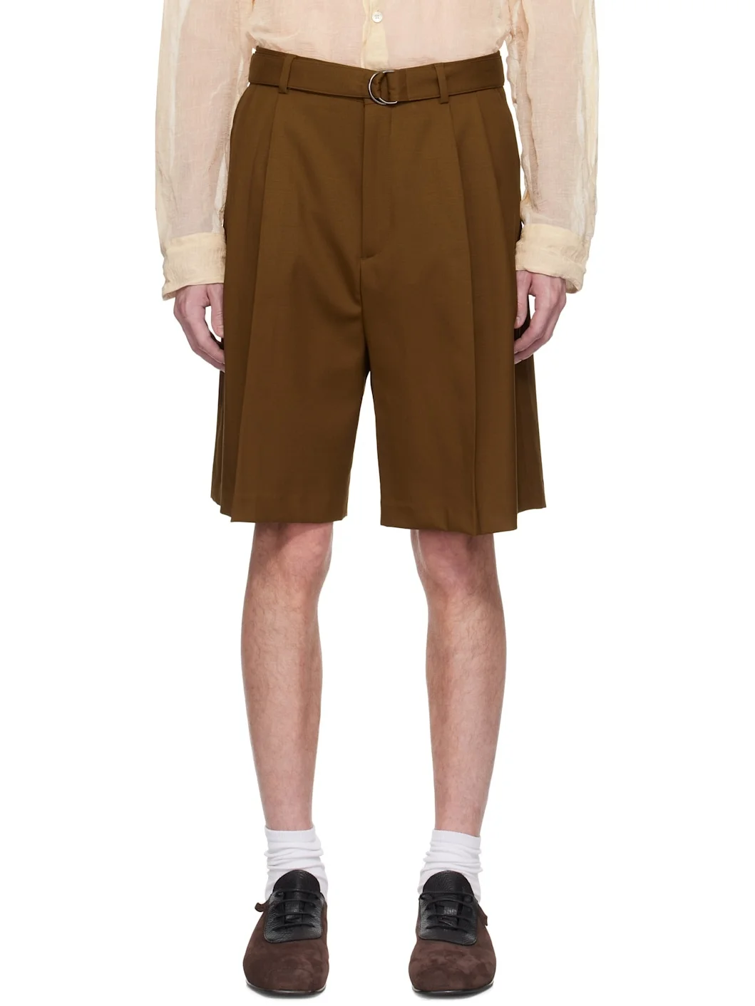 SSENSE Exclusive Brown Marshall Pleated Shorts - 1