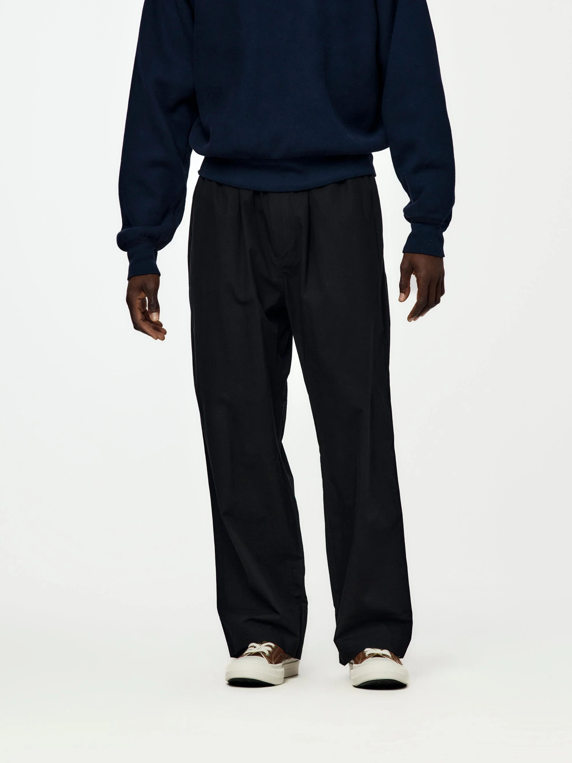 TROW DRAWSTRING WAIST PANTS (BLACK) - 1