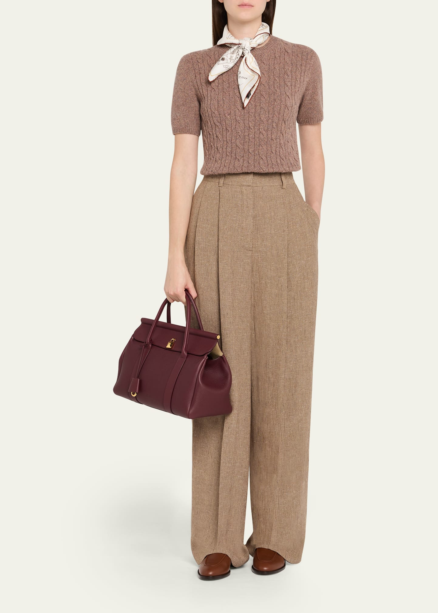 Treccia Cashmere Short-Sleeve Sweater - 2