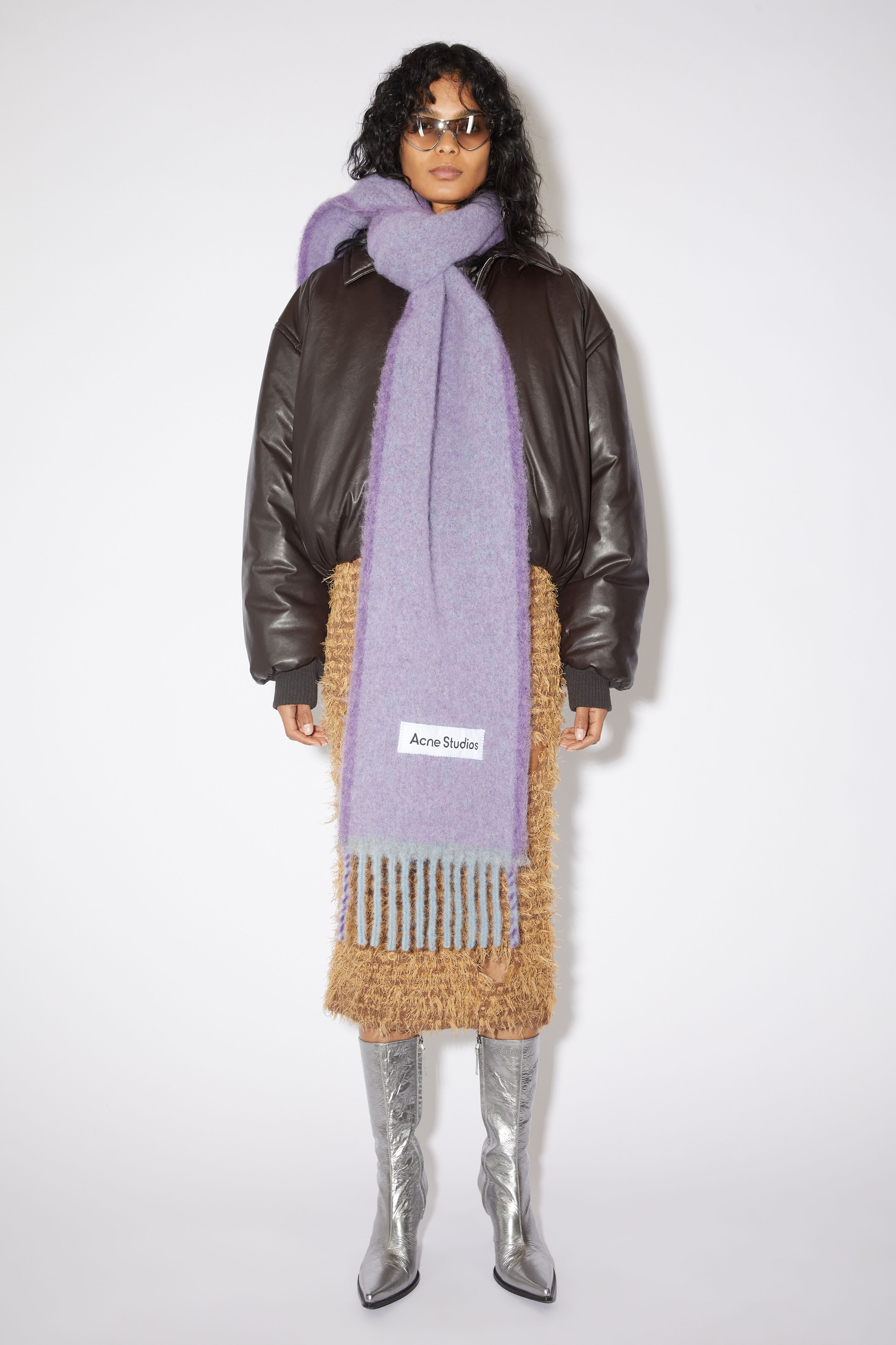 Wool mohair scarf - Narrow - Lavender purple - 2