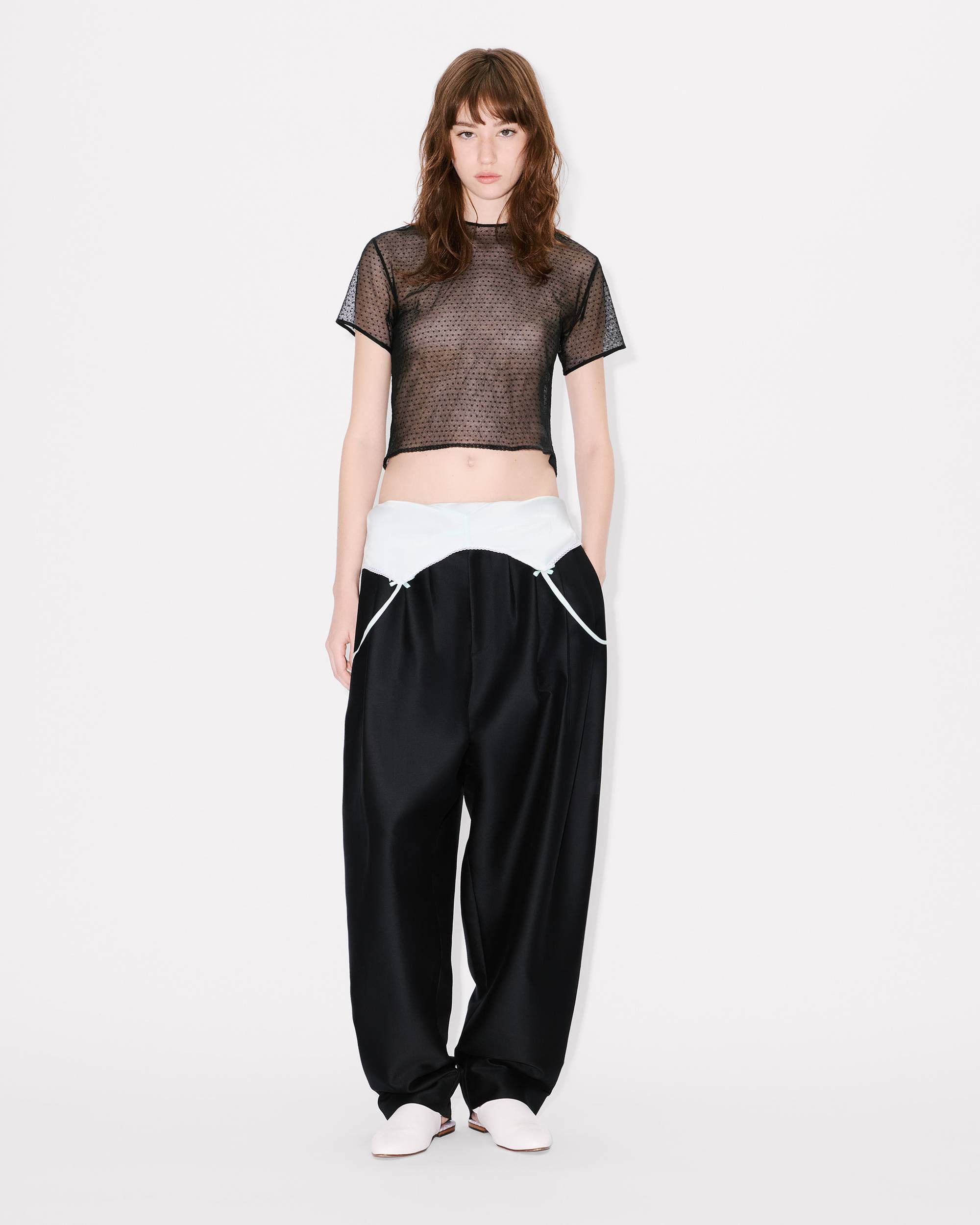 Tailored plaited pants in virgin wool and silk - 4